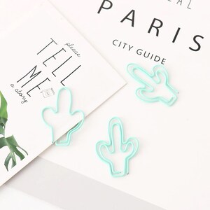 5x KAKTUS Büroklammern Papier Clips TÜRKIS