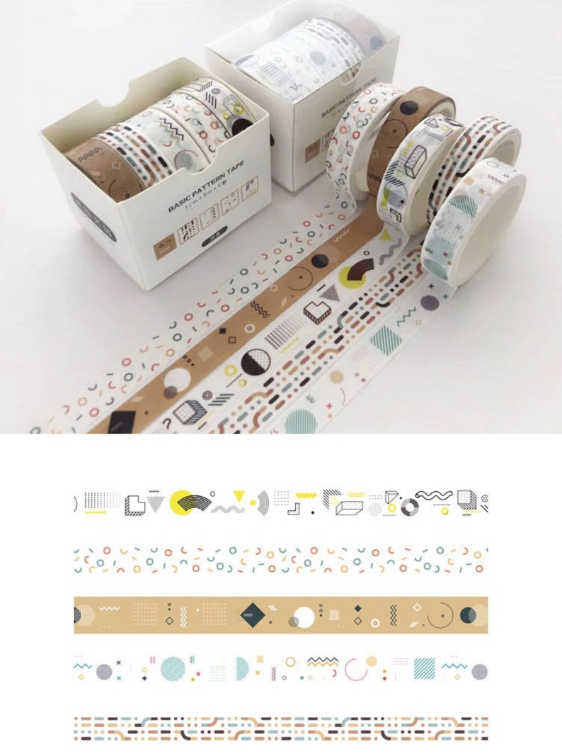 5x Washi Tapes Tapes 6 Pattern Penpal Journal Scrapbooking Decoration Notebook Planner Craft