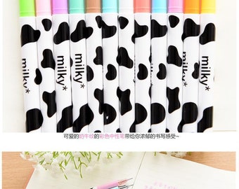 Crtiin 82 Pcs Cute Cow Gift Set Kawaii Cow Retractable Black Ink Pens Milk Correction Tape Cow Paperclip Bookmarks Cow Sticky Notes Cow Stickers For - View #10