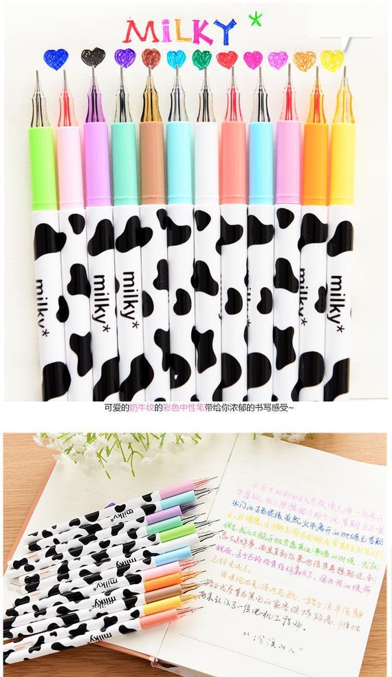 NYKKOLA Kawaii Set of 3 Milk Carton Pencil Cases Cosmetic Bag + 3 Carrot  Gel Ink Pens