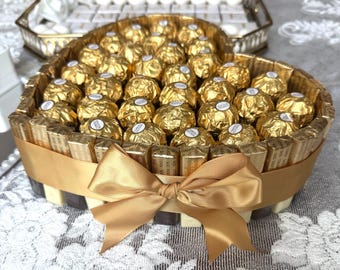 XL Premium Cuore di Cioccolato Matrimonio Fidanzamento Mercibox Cuore Scatola Proposta di Matrimonio Idea Regalo Rocher Cuore di Cioccolato Cuore Kiz isteme Matrimonio Cioccolato
