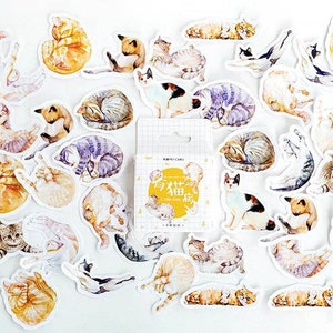 45x Etichette adesive Kawaii Memory Card CATS Cat Love Cats Bullet Journal Collage Office School Stickers Cats Love Cat Vintage Lovely