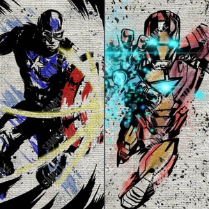 Iron Man and Captain America wall art prints