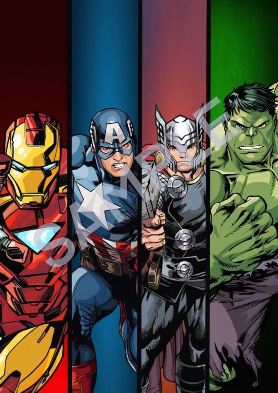 Marvel Avengers équipe dart mur imprimé - Etsy France
