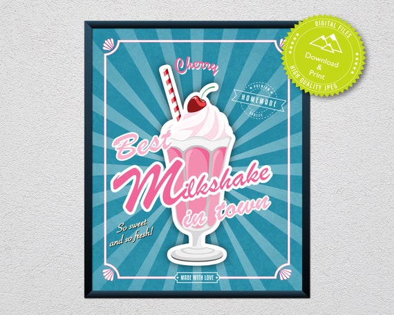 FRESHLY BAKED STRAWBERRY CAKE Retro Vintage Art Poster A3 A4 Size Kitchen Decor