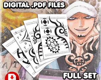 Trаfаlgаr D. Wаter Lаw | Digital Tattoos | Cosplay | Costume | Fake Tattoo | Halloween | FULL SET | 18 TATTOOS