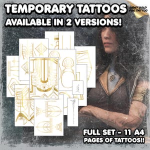 Temporäre Tattoos | Realistisch | Wasserfestes Fake Tattoo | Cosplay Accessoire | Halloween Kostüm | Goldfolie | Lune | KOMPLETTES SET
