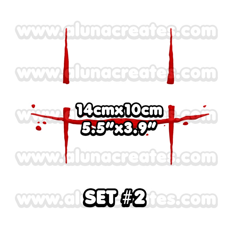 K&ouml;nnte beinhalten: Rote Farbschleier auf wei&szlig;em Hintergrund, die zwei vertikale Linien und eine horizontale Linie bilden. Der Text "14cm x 10cm" und "5.5" x 3.9" ist in Schwarz geschrieben. Der Text "SET #2" ist in Schwarz geschrieben. Der Text "www.alunacreate.com" erscheint mehrmals.