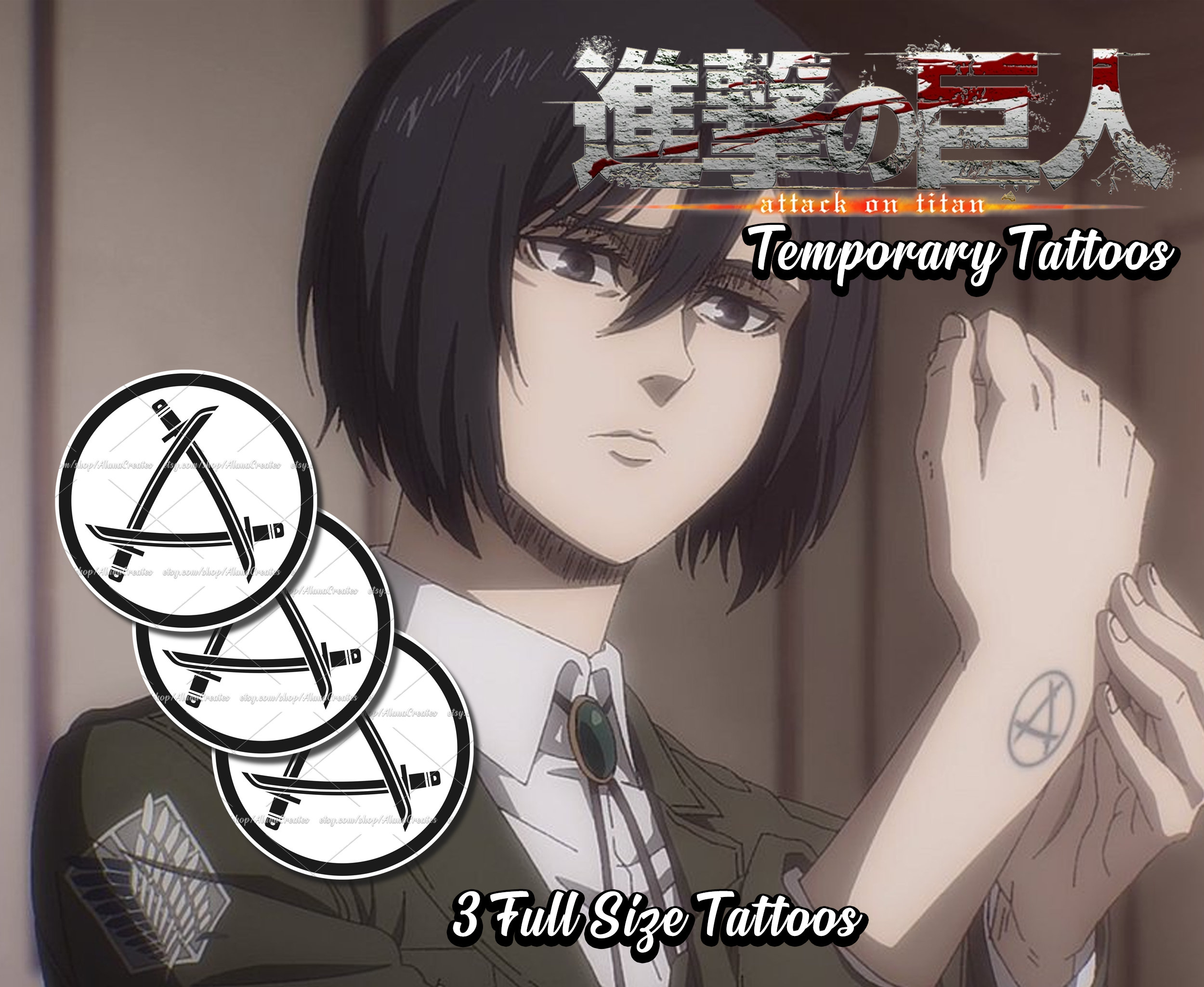 Mikasa Ackerman Aot Clan Tattoo Temporary Tattoo Etsy