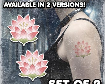 Tillfälliga tatueringar | Realistiska | Vattentäta falska tatueringar | Cosplay-tillbehör | Lotus Nana | Halloweenkostym | 2-pack