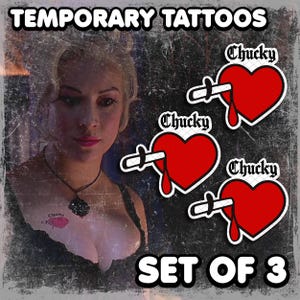 Tiffаny | Temporary Tattoo | Realistic | Heart Tattoo | Chest Tattoo | Cosplay | Costume | Tattoos | Fake Tattoo | Halloween | SET OF 3