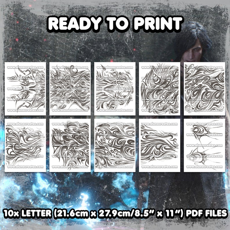 V | Digitala tatueringar | Helkroppstatueringar | Cosplay | Kostym | Fejktatuering | Halloween | FULL STORLEK bild 5