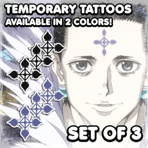 Chrоllо Lucilfеr / Tatuajes temporales / Realistas / Tatuajes en la frente / Cosplay / Disfraz / Tatuajes / Tatuajes falsos / Halloween / JUEGO DE 3