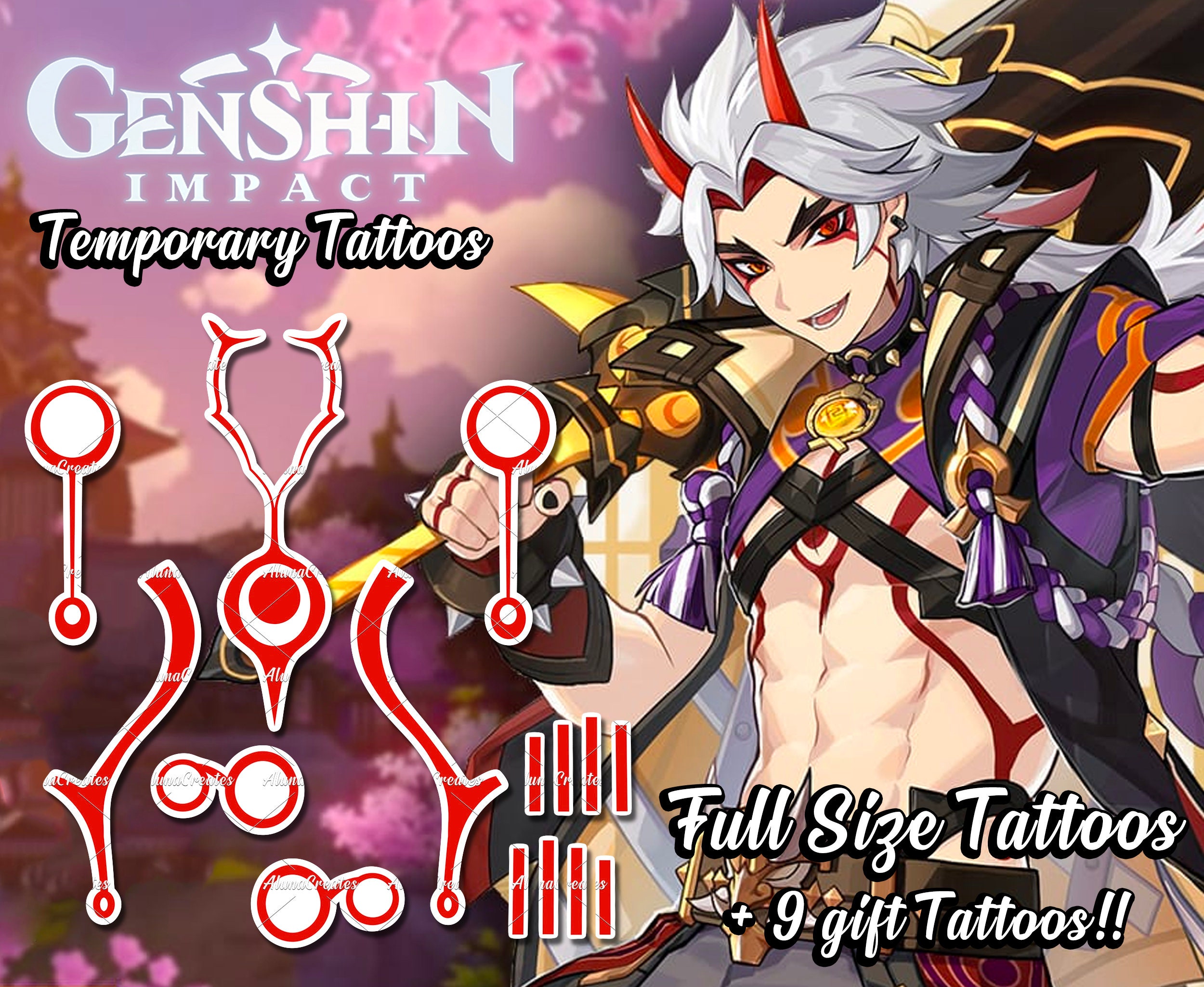 Arataki Itto / Temporary Tattoo / Cosplay / Costume / Tattoos Etsy