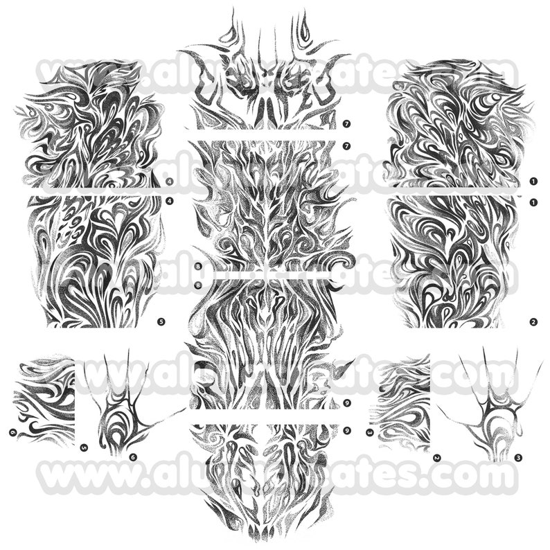 V | Digitala tatueringar | Helkroppstatueringar | Cosplay | Kostym | Fejktatuering | Halloween | FULL STORLEK bild 2