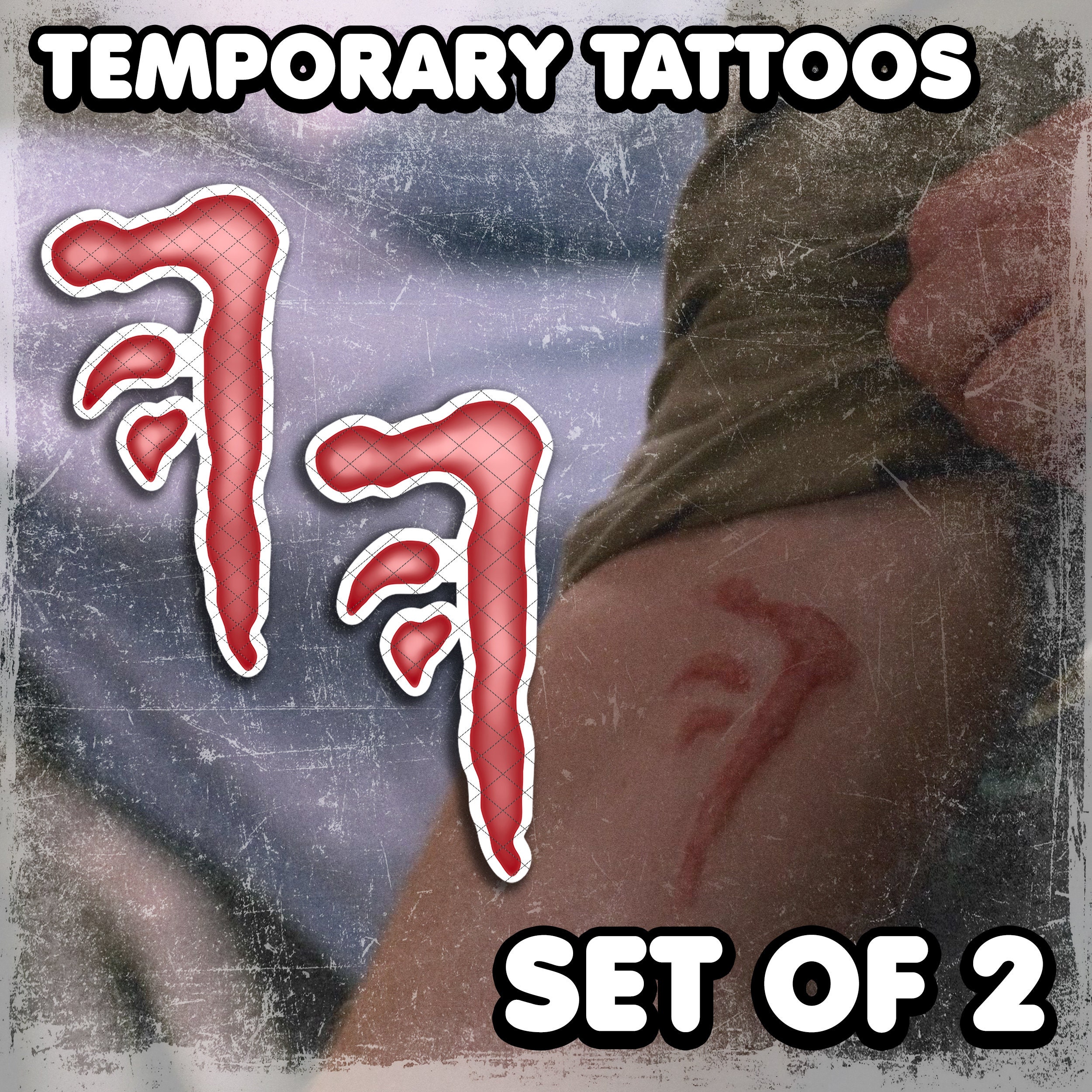 Ellie Temporary Tattoo Sticker The Last of Us Cosplay Prop Temporary Tattoo  Paper Waterproof Long-lasting Tattoo(2 Pieces)