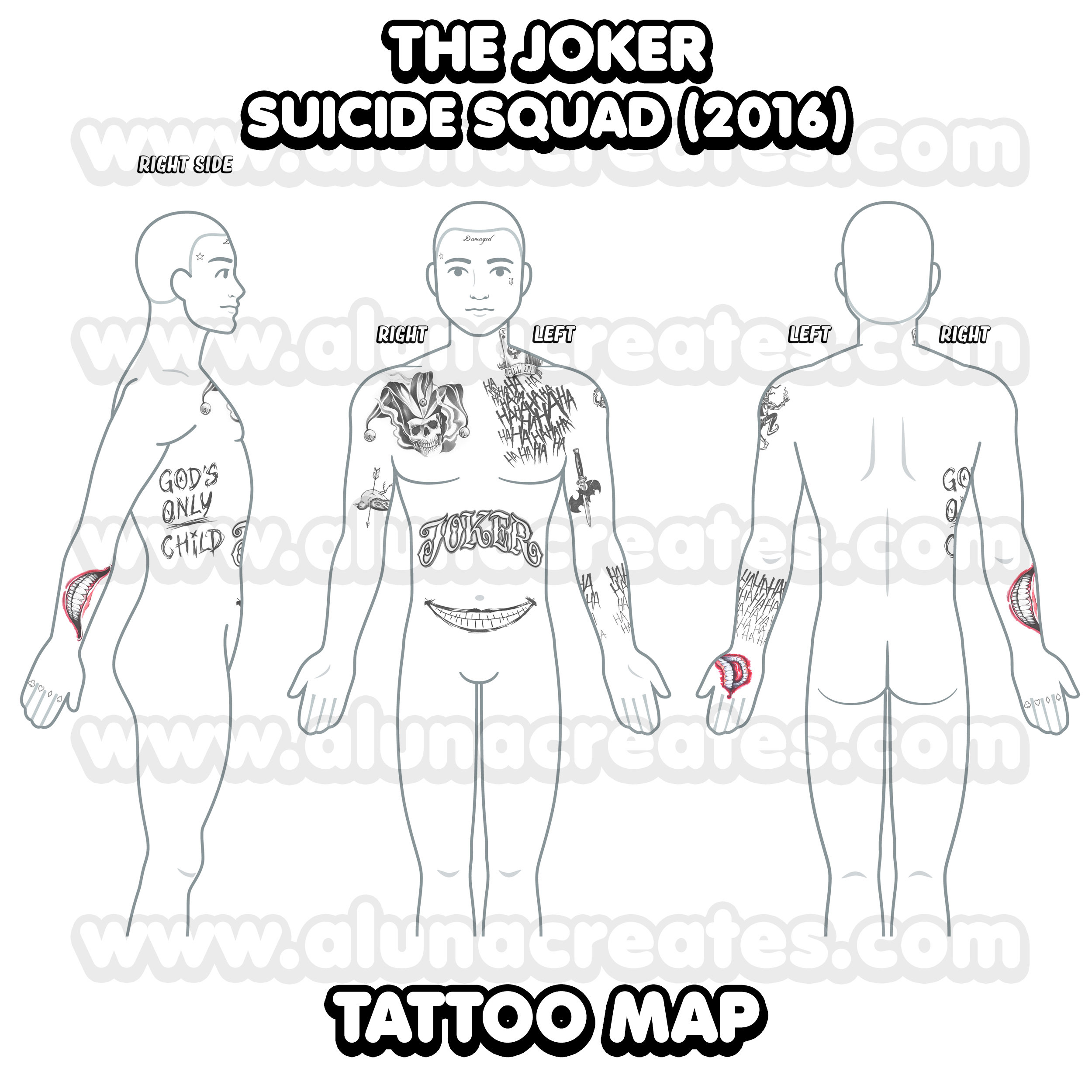 Full Body Joker Suicide Squad Tattoos