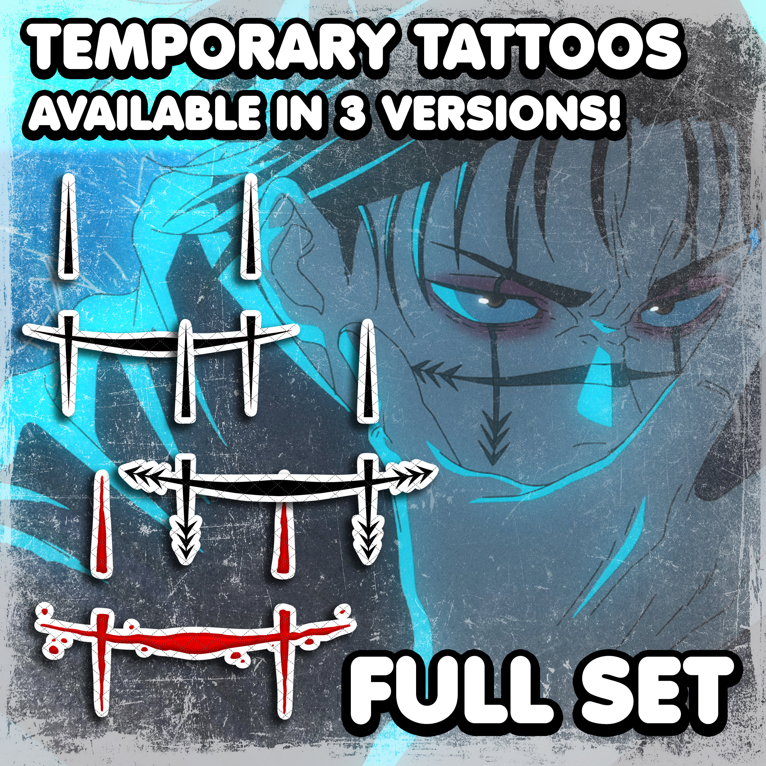 Chоsо | Temporary Tattoos | Realistic | Waterproof | Mark Tattoo | Cosplay | Costume | Face Curse Tattoo | Waterproof | Halloween