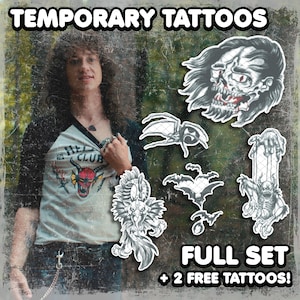 Tillfälliga tatueringar | Realistiska | Armtatueringar | Cosplay | Kostym | Fladdermustatueringar | Fejktatuering | Halloween | KOMPLETT SET