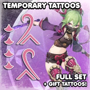Kuki | Temporary Tattoos | Hips Tattoos | Cosplay | Costume | Tattoos | Fake Tattoo | Transfer Tattoos | Halloween | Waterproof | FULL SET
