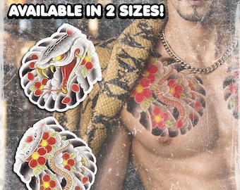 Temporary Tattoos | Realistic | Waterproof Fake Tattoo | Cosplay Accessory | Chest Snake | Halloween Costume | Convention Prop