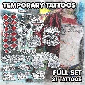 Jinx / Tymczasowe Tatuaże / Jinx Cosplay / Kostium / LoL / Sztuczny Tatuaż / Jinx Halloween / PEŁNY ZESTAW / 14 TATUAŻY