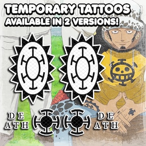 Trаfаlgаr D. Wаter Lаw | Temporary Tattoos | Realistic | Cosplay | Costume | Fake Tattoo | Halloween | FULL SET | 14 TATTOOS