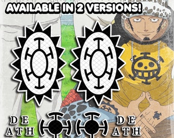 Trafalgar D. Water Law | Tatouages temporaires | Réaliste | Cosplay | Déguisements | Faux tatouage | Halloween | ENSEMBLE COMPLET | 14 TATOUAGES