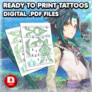 Xiаo | Digital Tattoos | Arm Tattoo | Cosplay | Costume | Tattoos | Fake Tattoo | Transfer Tattoo | Halloween | FULL SIZE + gifts