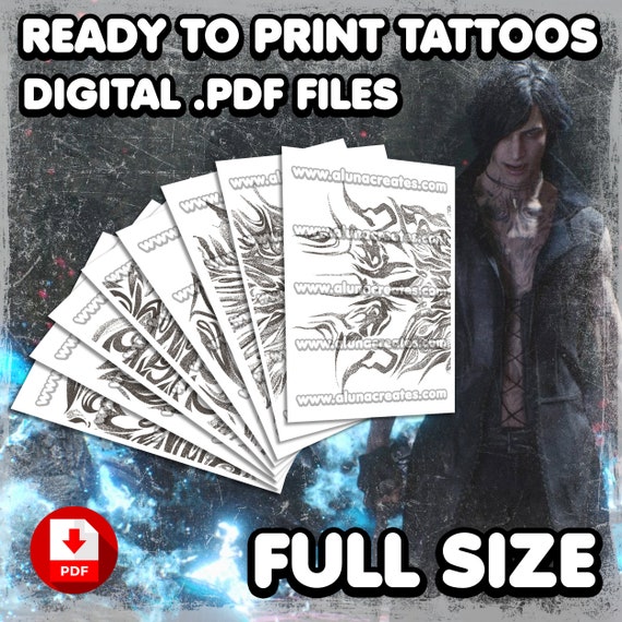 V | Digital Tattoos | Full Body Tattoos | Cosplay | Costume | Fake Tattoo | Halloween | FULL SIZE