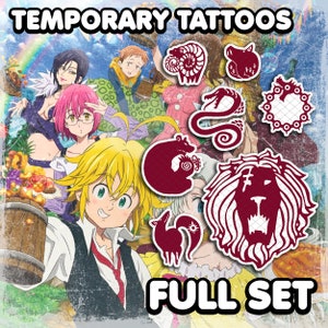7 Dеаdly Sіns | Temporary Tattoos | Realistic | Cosplay | Costume | Tattoos | Fake Tattoo | Waterproof | Halloween | FULL SET