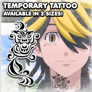 Kazutora | Temporäres Tattoo | Realistisch | Hals Tattoo | Cosplay | Kostüm | Tattoos | Fake Tattoo | Wasserfest | Halloweens