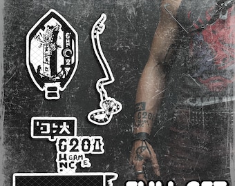 Temporary Tattoos | Realistic | Waterproof Fake Tattoo | Cosplay Accessory | Halloween Costume | Johnny | Cyberpunk | 3 TATTOOS