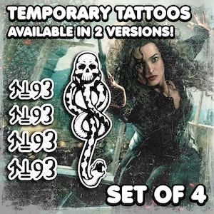 Bеllаtrix Lеstrаnge | Temporary Tattoos | Realistic | Neck Tattoo | Cosplay | Costume | Tattoos | Fake Tattoo | Halloween | SET OF 4