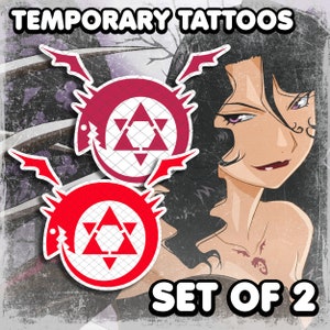 Homúnculo / Tatuajes temporales / Realistas / Cosplay / Disfraz / Tatuajes / Tatuaje falso / Tatuaje de transferencia / Halloween / Juego de 2
