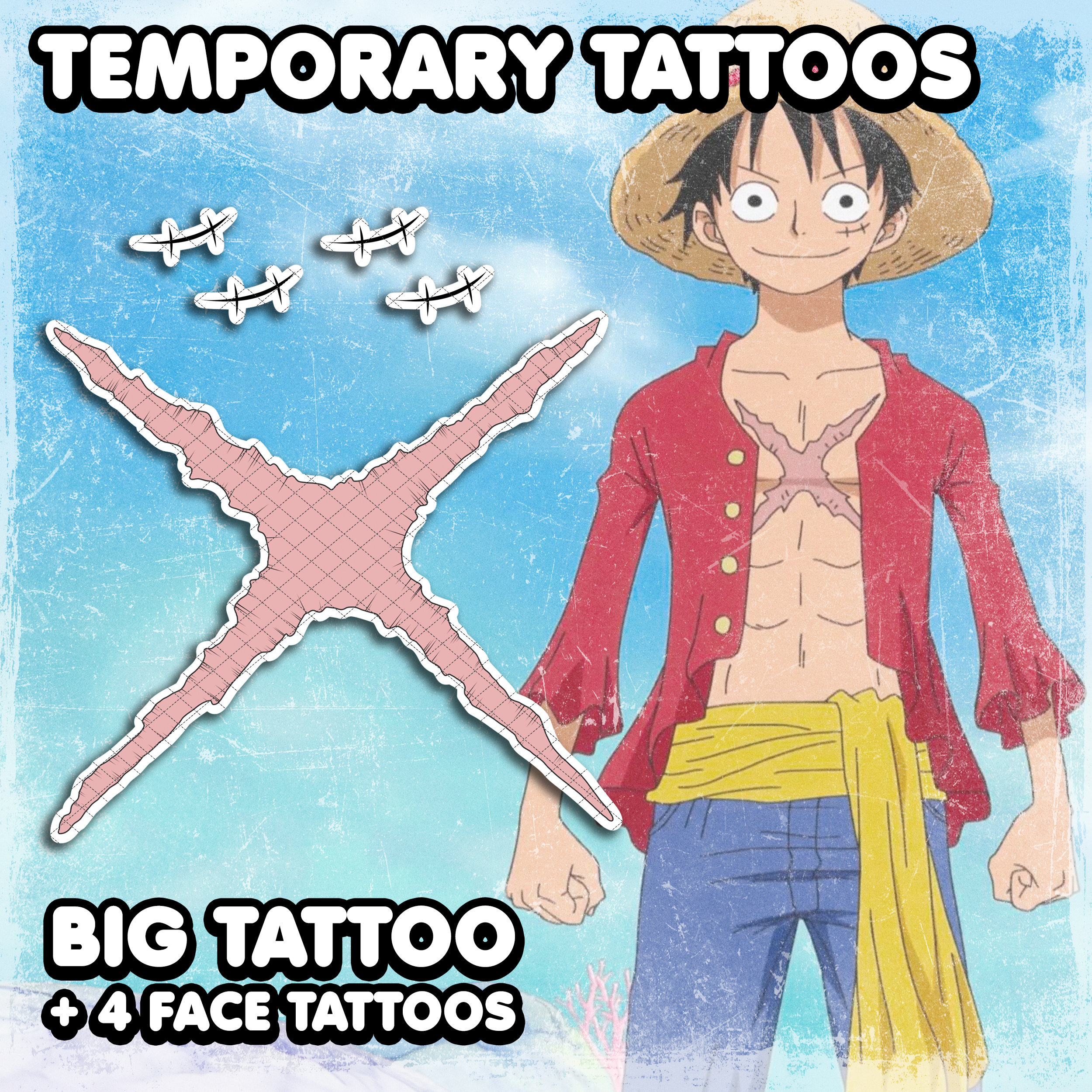 One Piece Charlotte Katakuri Cosplay Temporary Tattoo Stickers