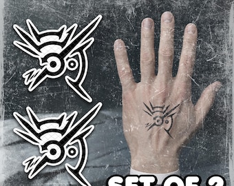 Temporary Tattoos | Realistic | Waterproof Fake Tattoo | Cosplay Accessory | Hand Mark | Halloween Costume |  Con Prop | SET OF 2