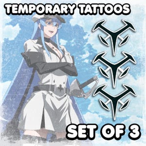 Еsdеath | Temporary Tattoos | Realistic | Chest Tattoo | Cosplay | Costume | Tattoos | Fake Tattoo | Halloween | SET OF 3