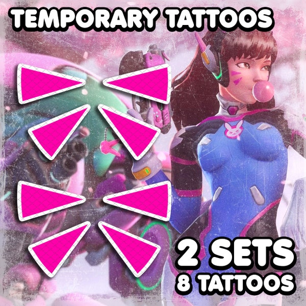 D.Vа | Temporary Tattoos | Realistic | Face Tattoos | Cosplay | Costume | Tattoos | Fake Tattoo | Halloween | 2 SETS