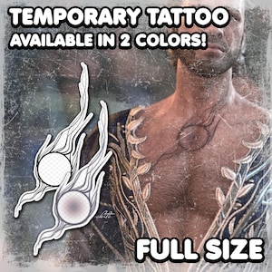 Temporäres Tattoo | Realistisch | Wasserdichte Fake Tattoos | Cosplay Accessoire | Halloween Kostüm | Brust Symbol | Gale Orb | VOLLE GRÖSSE
