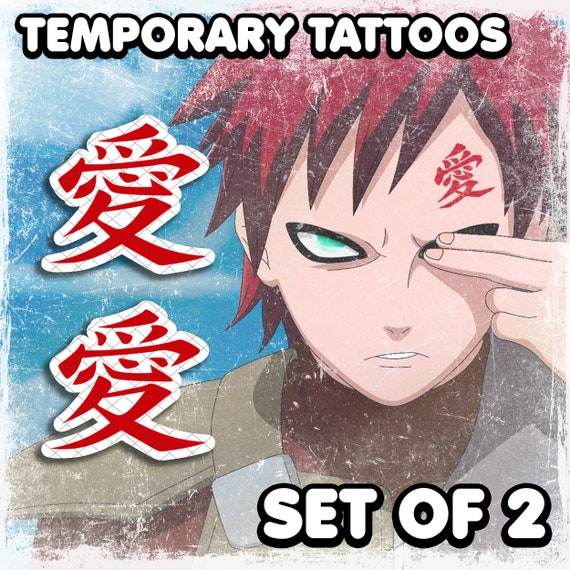 Anime Gaara Cosplay Tattoo Sticker Gaara Of The Sand Love Symbol Red Tattoo