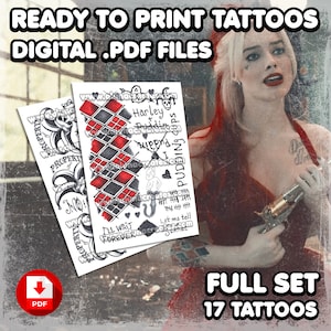 Hаrlеy Quinn TSS - Red Dress | Digital Tattoos | Cosplay | Costume | Tattoos | Fake Tattoo | Halloween | FULL SET | 17 Tattoos