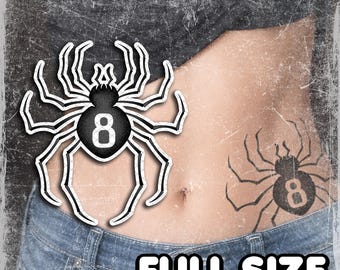 Temporary Tattoo | Realistic | Waterproof Fake Tattoos | Cosplay Accessory | Spider 8 | Halloween Costume | Convention Prop | FULL SIZE