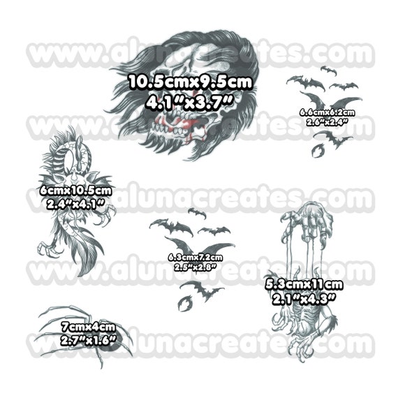 Halloween Fledermaus Tattoos – 6 Bögen Sommersprossen + 30 Bögen Aufkleber, Temporär, Gruselig