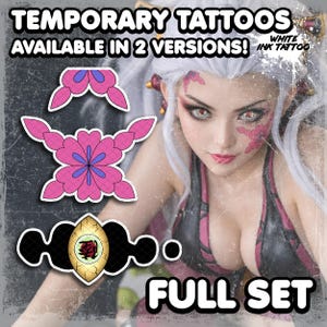 Tatuajes Temporales | Realistas | Tatuaje Falso Impermeable | Accesorio de Cosplay | Flor Facial | Disfraz de Halloween | SET COMPLETO imagen 1