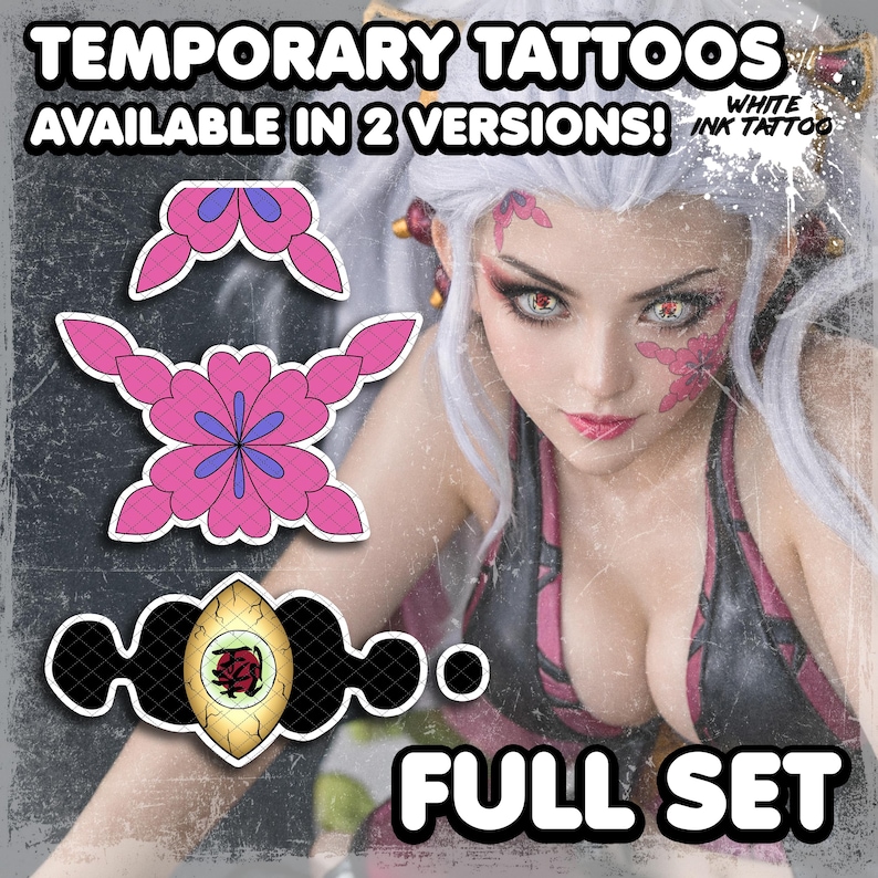 Tatuajes Temporales | Realistas | Tatuaje Falso Impermeable | Accesorio de Cosplay | Flor Facial | Disfraz de Halloween | SET COMPLETO imagen 1