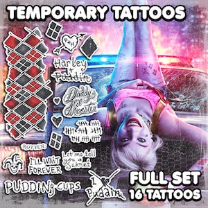 Hаrlеy Quinn BOP | Temporary Tattoos | Realistic | Cosplay | Costume | Fake Tattoo | Halloween | Full Set | 16 Tattoos + GIFTS!!