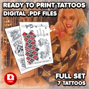 Hаrlеy Quinn SS - Club | Digital Tattoos | Cosplay | Costume | Fake Tattoo | Halloween | FULL SET | 7 Tattoos