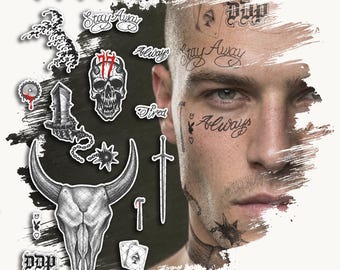Temporary Tattoos | Realistic | Waterproof Fake Tattoo | Cosplay Accessory | Post M. | Celebrity | Halloween Costume | Party | FULL SET