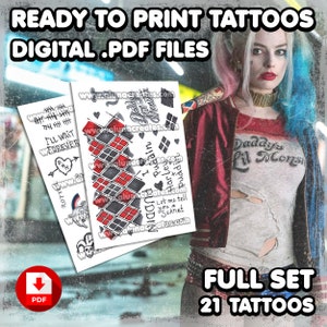 Hаrlеy Quinn SS - Classic | Digital Tattoos | Cosplay | Costume | Fake Tattoo | Halloween | FULL SET | 21 Tattoos